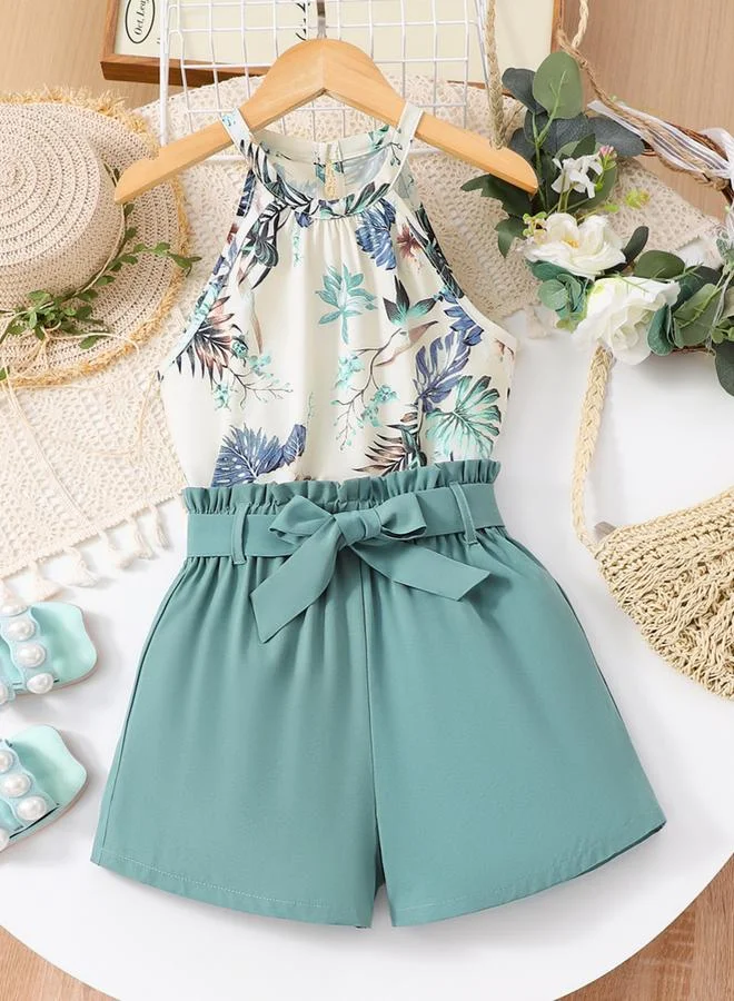 تايك تو مجموعة من شورت بخصر مطاطي وبلوزة بلا أكمام وطبعة زهور