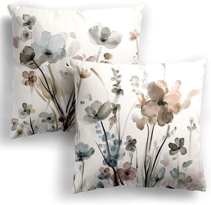 FLOWER LUMBER THROW PILLOW COVERS 12X20 SET OF 2 FLOWERS PILLOW CUSHION CASES MODERN DECORATIVE SQUARE PILLOWCASES FOR SOFA COUCH BEDROOM LIVING ROOM CAR SEAT