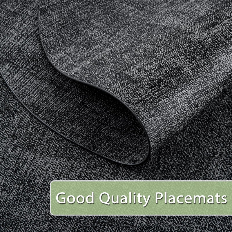 BARTHKIT Placemats Set of 8 Non-Slip, Heat Resistant Oval Leather Place mats Double Layer, Waterproof Table Mats Easy to Clean for Kitchen Dining Room Coffee Office Table, Charcoal - Image 2