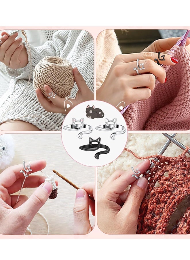 6 Pcs Adjustable Metal Crochet Ring Finger Yarn Guide Knitting Thimble Braided Craft Accessories - Image 5