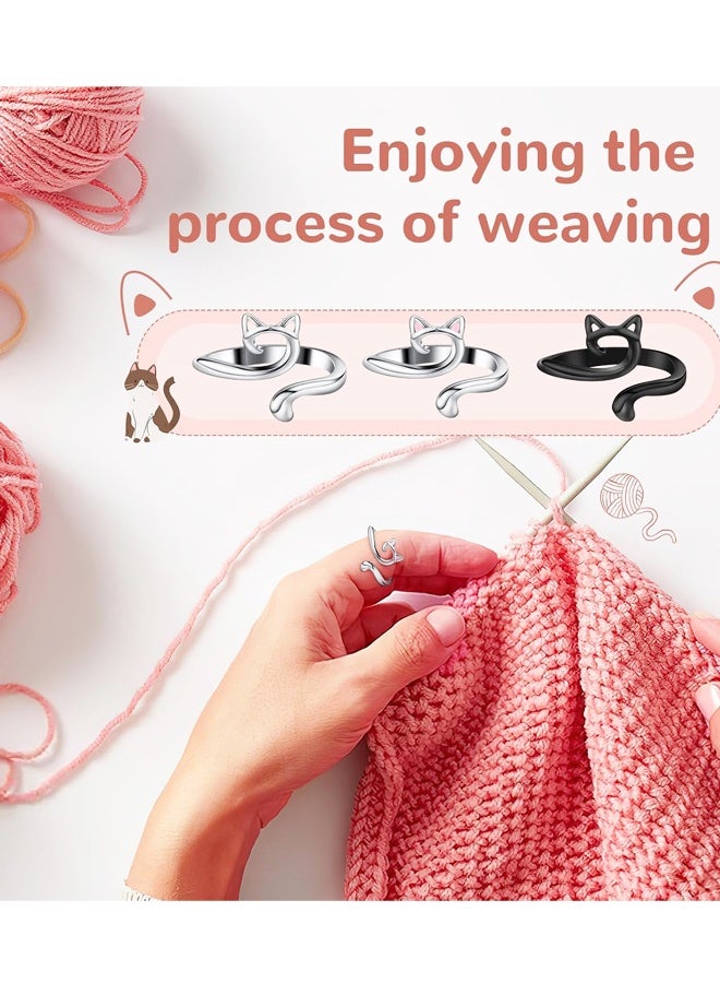 6 Pcs Adjustable Metal Crochet Ring Finger Yarn Guide Knitting Thimble Braided Craft Accessories - Image 4