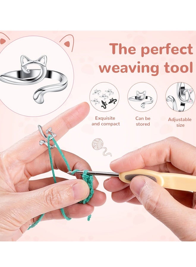 6 Pcs Adjustable Metal Crochet Ring Finger Yarn Guide Knitting Thimble Braided Craft Accessories - Image 3