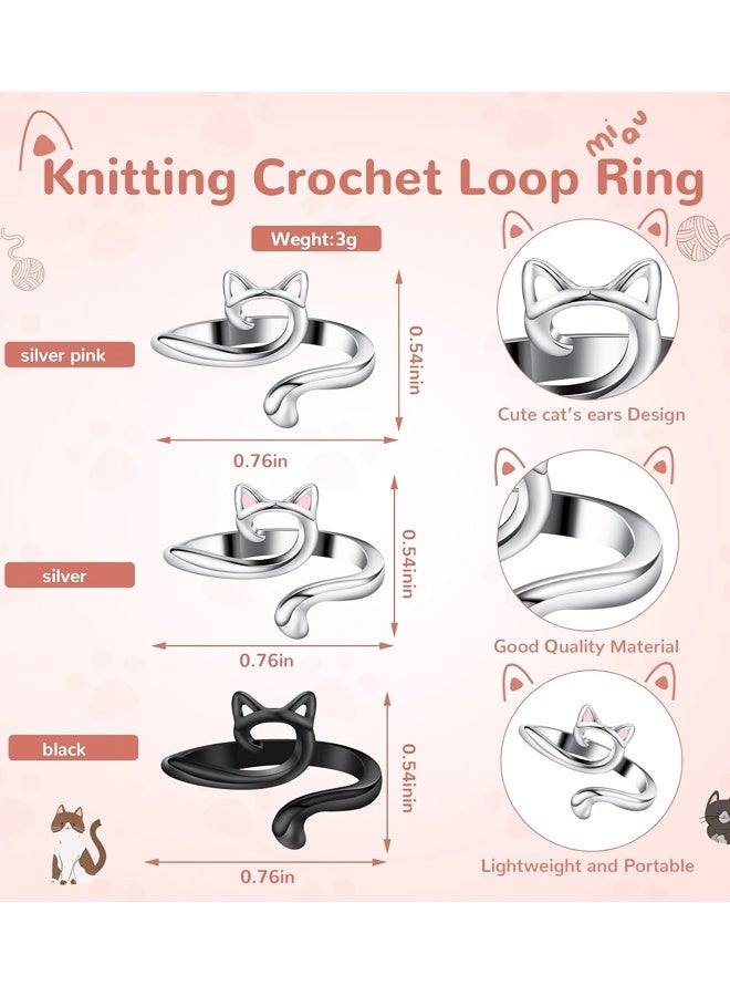 6 Pcs Adjustable Metal Crochet Ring Finger Yarn Guide Knitting Thimble Braided Craft Accessories - Image 2