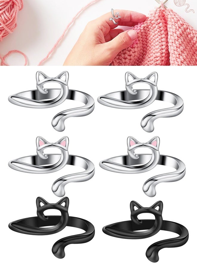 6 Pcs Adjustable Metal Crochet Ring Finger Yarn Guide Knitting Thimble Braided Craft Accessories - Image 1