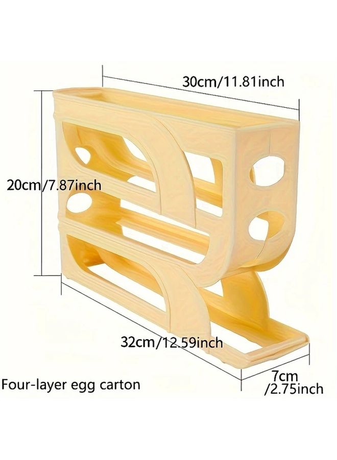 Transparent Three Tier Refrigerator Egg Storage Rack With Slide Rolling Dispenser - Image 5