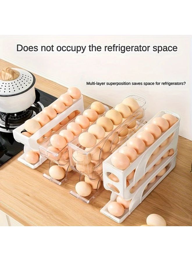 Transparent Three Tier Refrigerator Egg Storage Rack With Slide Rolling Dispenser - Image 4