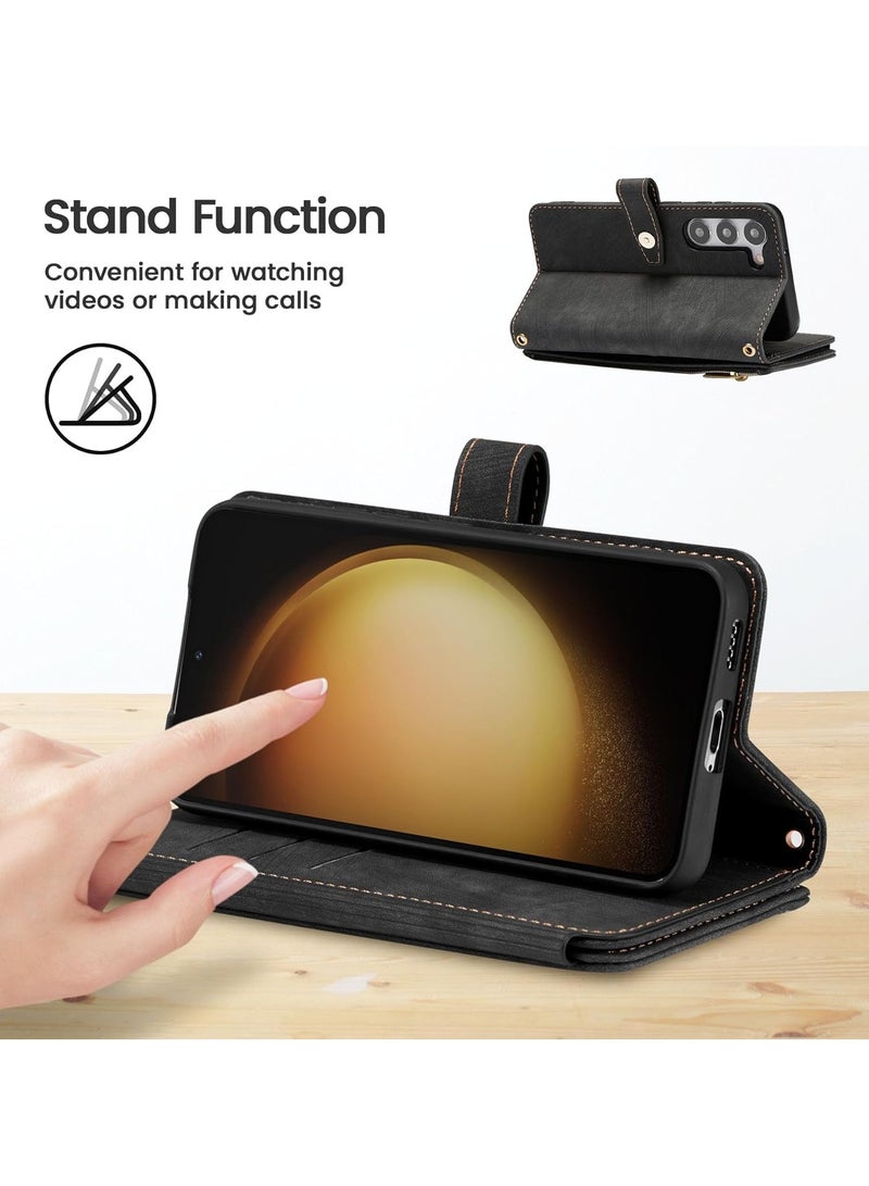 عام حافظة لهاتف Samsung Galaxy A55، حافظة محفظة Samsung Galaxy A55، حافظة هاتف جلدية مقلوبة بسحاب ممتاز (مع حلقة معصم) لهاتف Samsung Galaxy A55. - Image 5