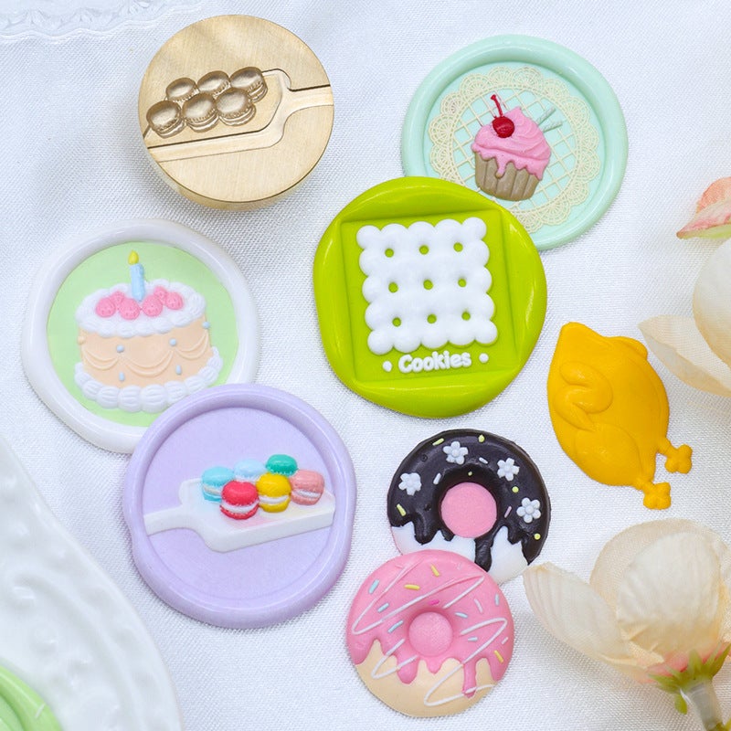 New Fire Paint Seal Head Dessert Relief Donut Cake Macaron Fire Paint Copper Head Envelope Seal Head - Image 2