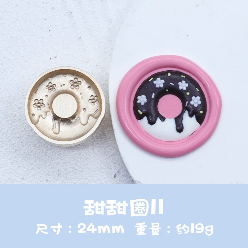 New Fire Paint Seal Head Dessert Relief Donut Cake Macaron Fire Paint Copper Head Envelope Seal Head - Image 1