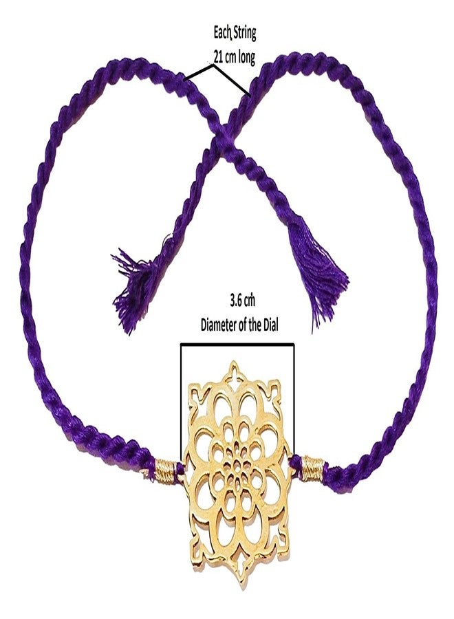 ATHZ Brass Rakhi with Indigo blue thread with Chakra dial for Bhaiya Rakhis Cutwork Brass Dial for Rakshabandhan - Image 2