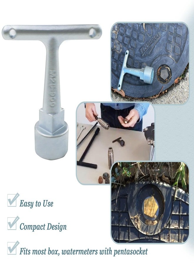 Follde Folde Water Meter Wrench & Curb Stop Wrench For Pentagon Curb Boxes, Water Meter Cover Key - Image 4