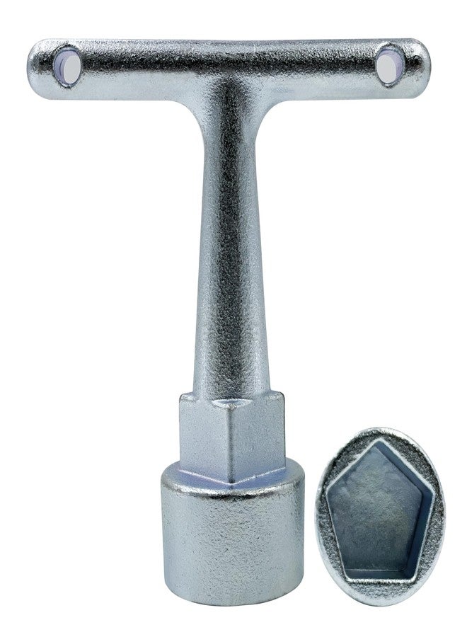 Follde Folde Water Meter Wrench & Curb Stop Wrench For Pentagon Curb Boxes, Water Meter Cover Key - Image 1