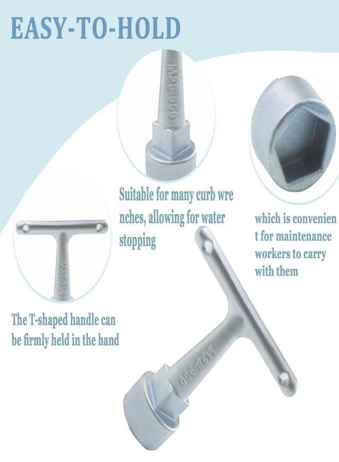 Follde Folde Water Meter Wrench & Curb Stop Wrench For Pentagon Curb Boxes, Water Meter Cover Key - Image 3