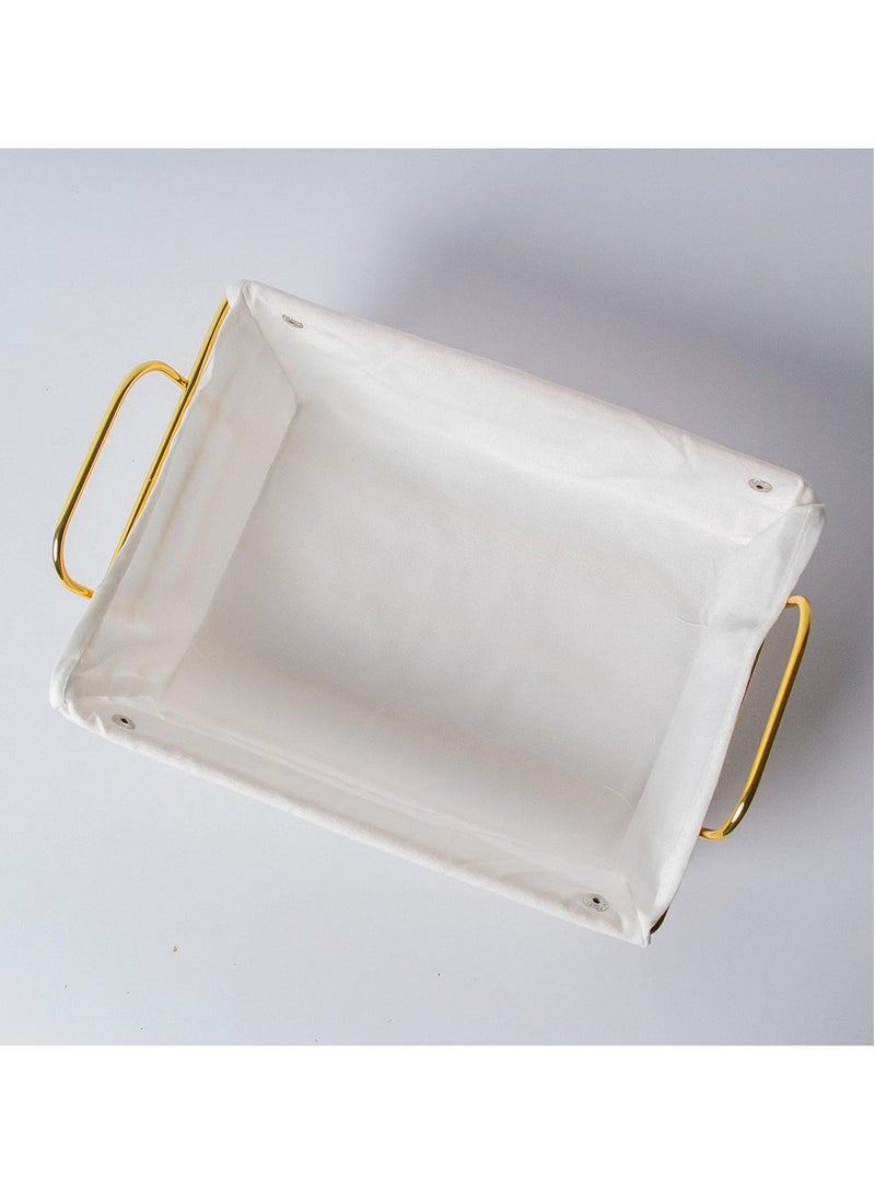 DubaiGallery Metal Bread Basket with Fabric Lining, Rectangle Storage Baskets for Breads Vegetables Snacks Candies Fruits Tray Living Room Office Kitchen -Tableware  - Image 3