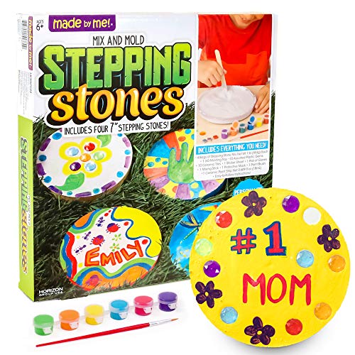 Made By Me Mix Mold Your Own Make 4 DIY Personalized Stepping Stones Great Spring Summer Weekend Activity Perfect Keepsake Birthday Party Idea for Kids Ages 5 6 7 8 9 Multicolor - Image 1