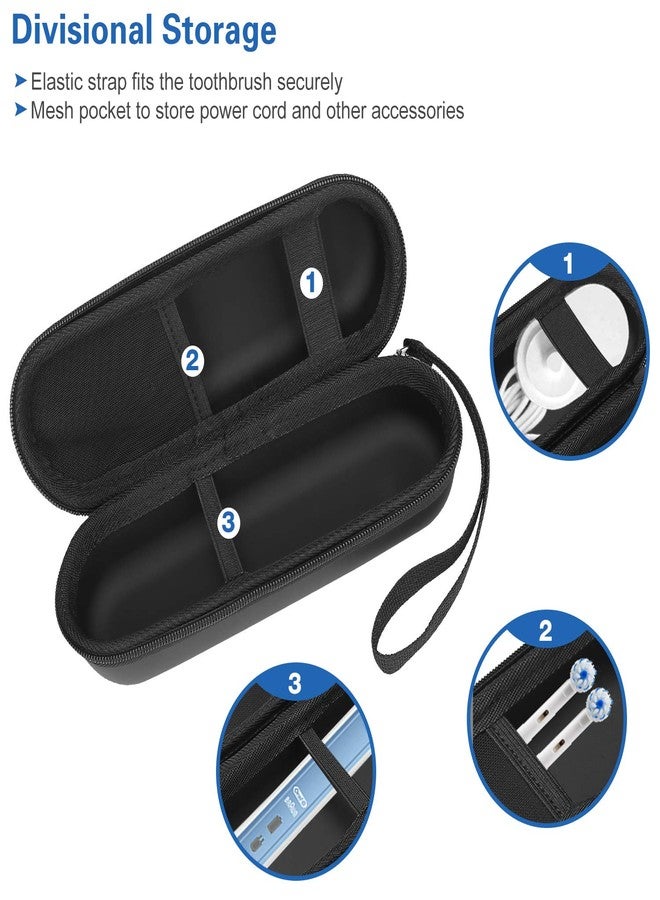 بروكاس حقيبة سفر ProCase لفرشاة الأسنان الكهربائية Oral-B/Oral-B Pro Smartseries/IO Serie Sonicare Protective Clean، غطاء صلب من مادة EVA، حقيبة تخزين مع جيب شبكي للملحقات - أسود - Image 3