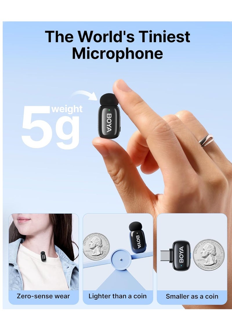 BOYA - Boyamini Wireless Lavalier Microphone for USB-C Devices | Ultra Mini Mic with All-IN-ONE Charging Case, AI Voice Change, Lapel Microphone for Recording & Live Streaming - Image 1