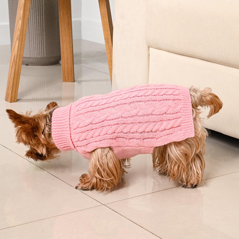 Lorehelina 2 Pack Dog Sweaters for Small Dogs Winter Turtleneck Pullover Cable Knit Fleece Stretch Puppy Doggie Chihuahua Toy Poodle Yorkie Pomeranian Boy Girl Pet Clothes (XS, Pink & Purple) - Image 5