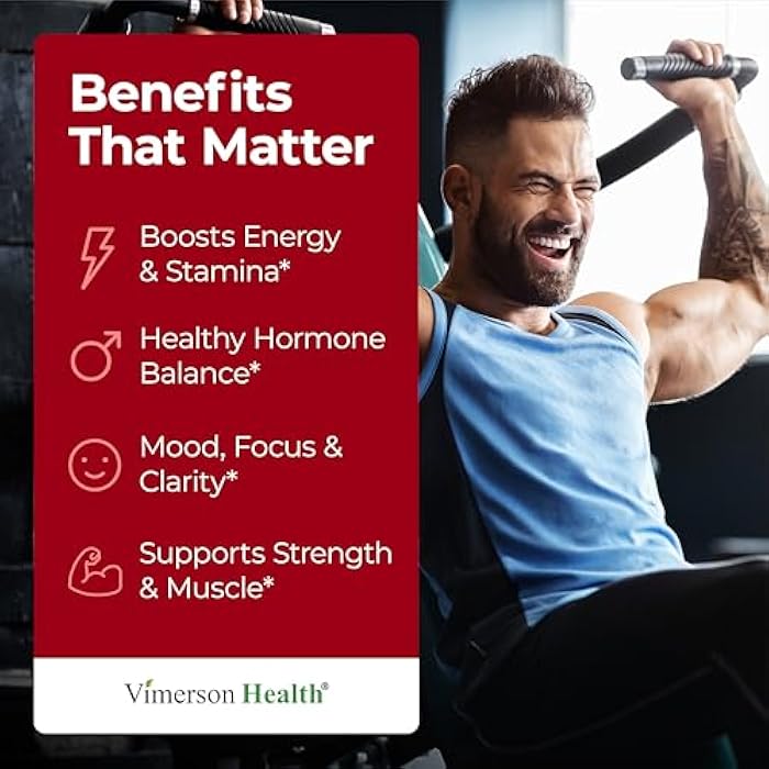 Vimerson Health مكمل التستوستيرون وتريبيولوس تيريستريس للرجال مع DHEA 100mg، والمغنيسيوم، والزنك، وتونغكات علي وروديا روزيا – باني العضلات، ودعم الرغبة الجنسية وفيتامين B6 للرجال – كبسولة واحدة يومياً، 30 عدد - Image 2