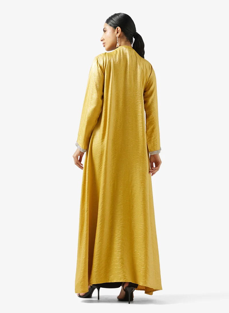 Golden Apple V neck With Sequin Abaya