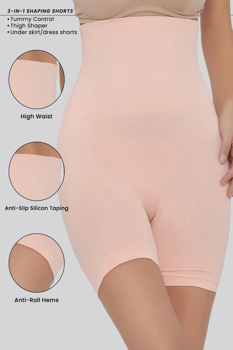 Clovia Clovia 4-in-1 Shapewear in Peach Colour - Tummy, Back, Thighs & Hips