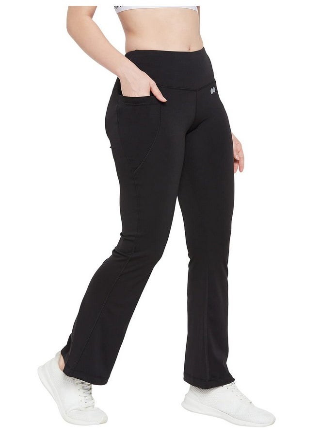 Clovia Women'S Comfort-Fit High Waist Flared Yoga Pants (Ab0090A13_Black_Xl)  - Image 2