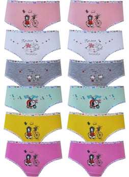 Hepsine Rakip Rival to All 12LI Girl's Cotton Panties Lycra Slip Printed Colorful  - Image 1