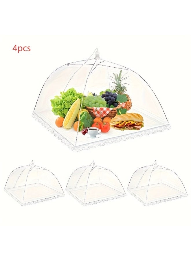 4Pcs Pop-Up Food Covers, Foldable Mesh Dome Tents, Reusable Washable Dustproof Food Protectors for Picnics BBQ Camping Parties, Durable Practical Home & Outdoor Essential - Image 1