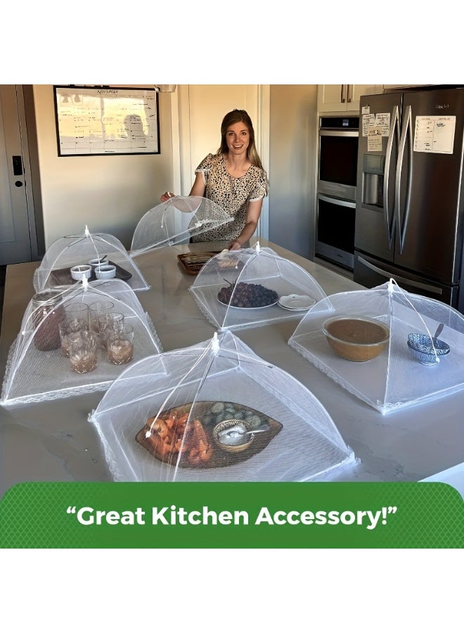 4Pcs Pop-Up Food Covers, Foldable Mesh Dome Tents, Reusable Washable Dustproof Food Protectors for Picnics BBQ Camping Parties, Durable Practical Home & Outdoor Essential - Image 3