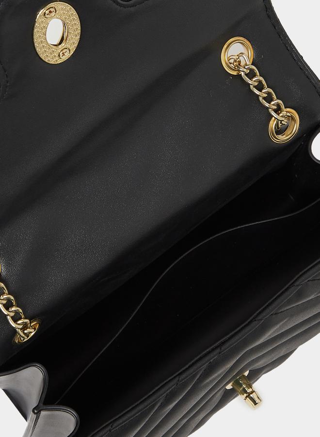 Styli Metal Accent Quilted Crossbody Bag with Chain Strap - Image 5