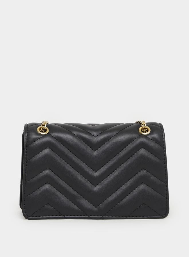 Styli Metal Accent Quilted Crossbody Bag with Chain Strap - Image 3