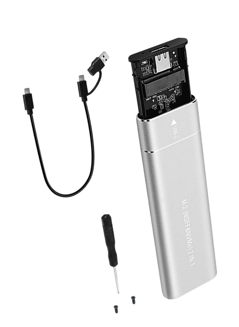 X-PRO5 M.2 ssd Enclosure usb 3.1 Support M Key B with M Key Lightweight Compact Hard Drive Case for External Box Spare Parts Devices Silver 10G  - Image 1