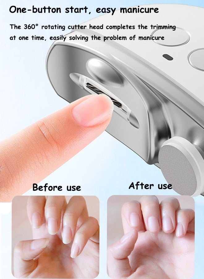 Aissiora Electric Nail Clippers Automatic Nail Clippers for Kids  elecctric nail trimmer Electric nail clippers with light Polished Nail  Trim and grind 2-in-1 360 ° rotating blade Three speed adjustable - Image 3