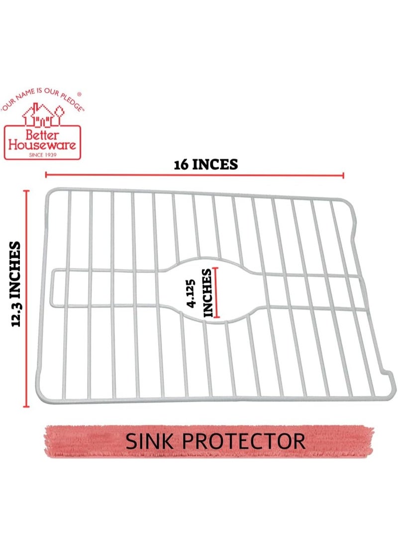 Better Houseware Better Houseware Sink Protector Prevents Scratches Sink Rack for Bottom of Sink White Sink Mat Sink Protectors for Kitchen Sink Metal 16x12.3x1  - Image 2