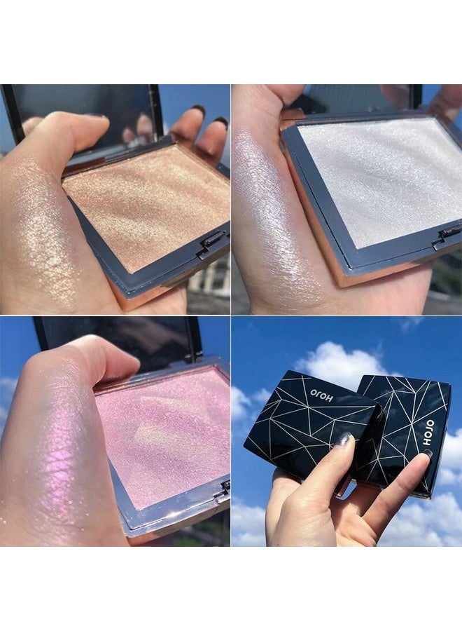 COSLUXE Hojo Highlighter Highlight Shimmering Powder, Waterproof Long Lasting Highlighter,Highlight Powder Palette,Highlighter Makeup 10G (01) Pink - Image 3