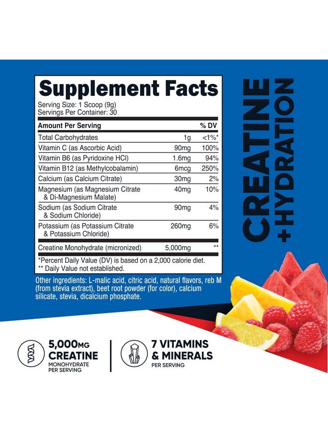 Nutricost نوتريكوست كرياتين مونوهيدرات + نكهة فواكه الهايدرا (30 حصة) - 7 فيتامينات ومعادن، 5000 ملغ من الكرياتين لكل حصة - Image 2