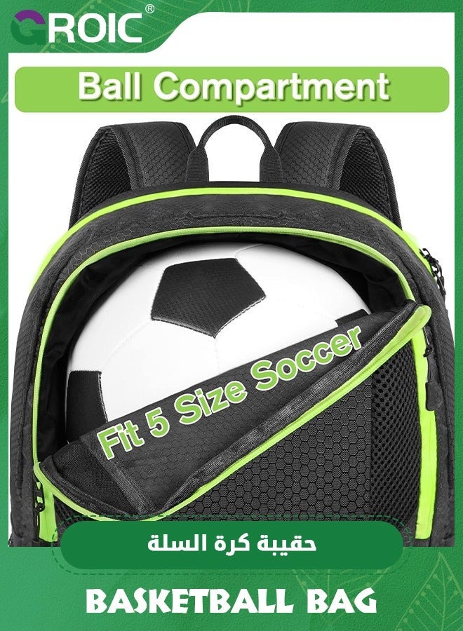 GROIC Soccer Backpack, Large Backpack Bag with Ball Compartment and Shoe Pocket Outdoor Sports Equipment Bag, ‎Backpack bag for Basketball, Soccer, Volleyball  - Image 3