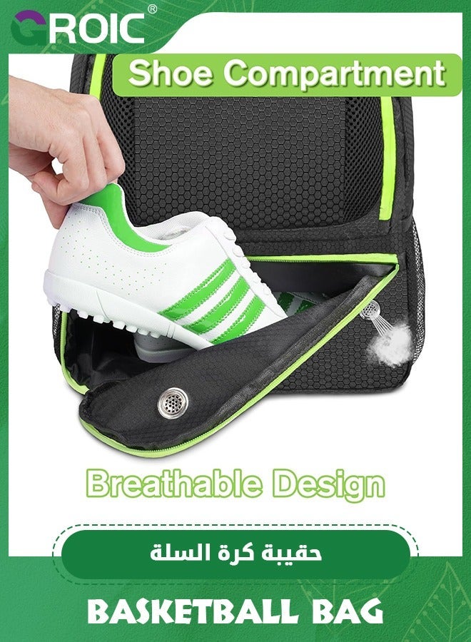 GROIC Soccer Backpack, Large Backpack Bag with Ball Compartment and Shoe Pocket Outdoor Sports Equipment Bag, ‎Backpack bag for Basketball, Soccer, Volleyball  - Image 4