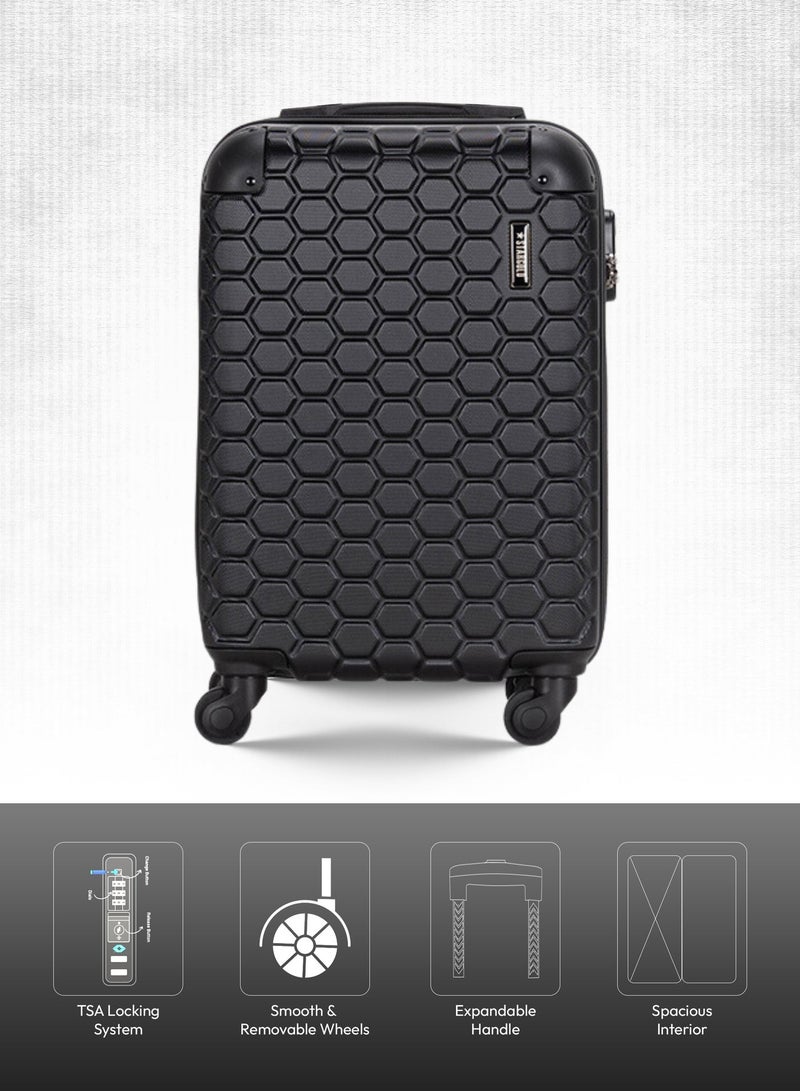 ستارجولد حقيبة سفر بأربع عجلات دوارة وجوانب صلبة مع قفل أرقام أسود - Image 3