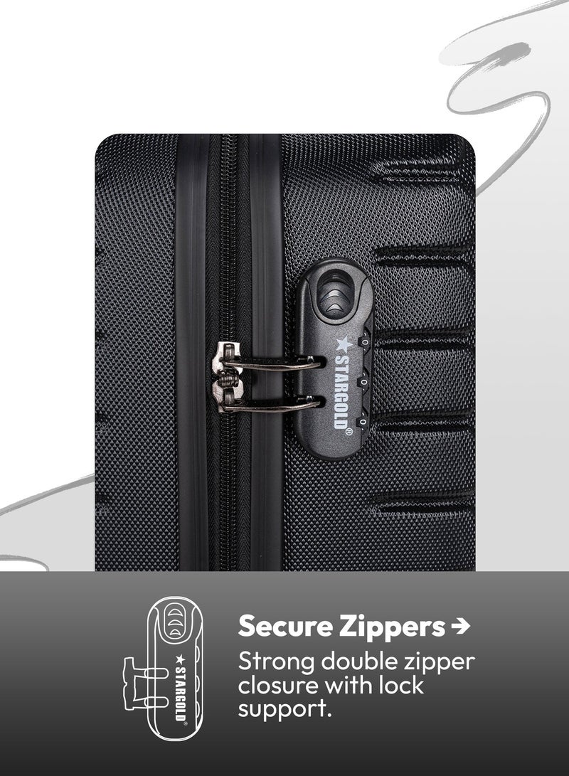 ستارجولد حقيبة سفر بأربع عجلات دوارة وجوانب صلبة مع قفل أرقام أسود - Image 4