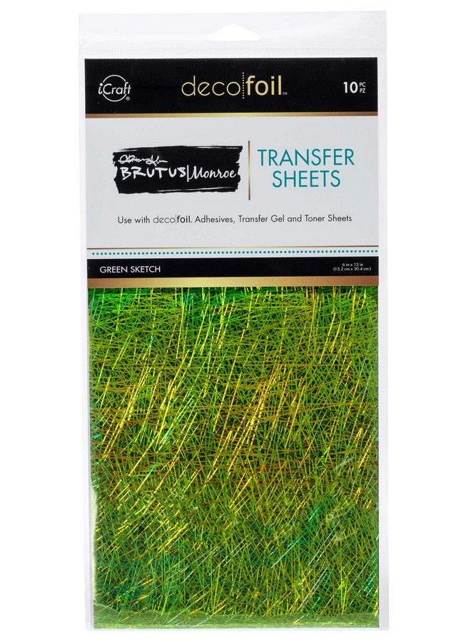 iCraft Deco Foil Transfer Sheets By Brutus Monroe 6" X 12" 10 Sheets Per Pack Green Sketch - Image 1