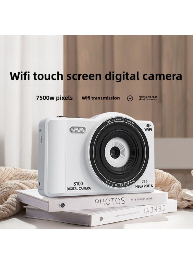 Generic 2024 CCD Digital Camera Student Party Selfie Vlog Camera Entry-level Campus Retro Card Machine-Body Color:Starry Sky Black S100-official Standard  - Image 2