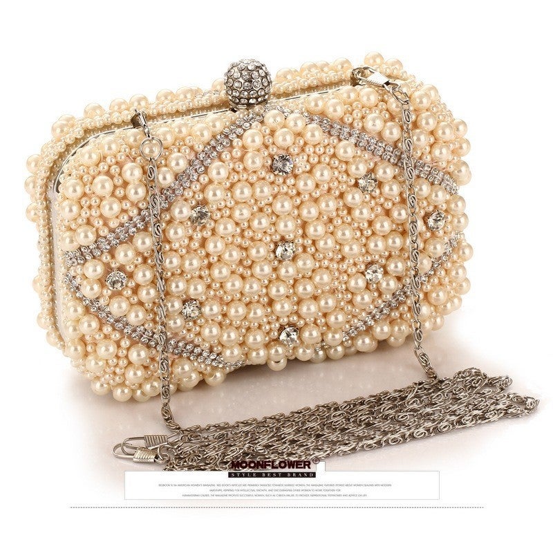 Pearl New Fashion Bag Women'S Bag Beaded Embroidery Craft Evening Banquet Bag 6922-6 Gift Bag With Diamond Clutch - Image 2