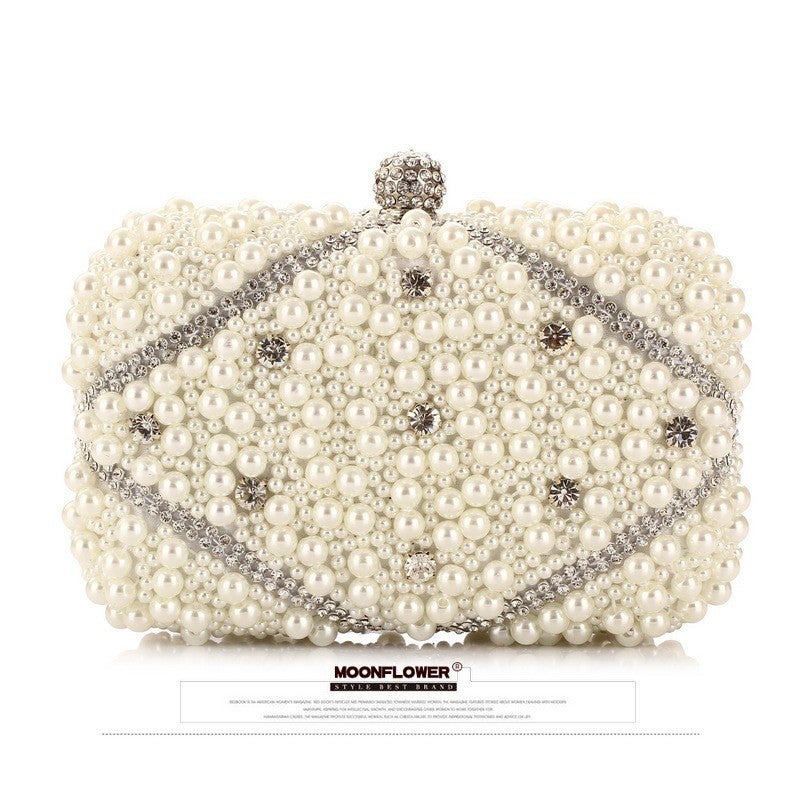 Pearl New Fashion Bag Women'S Bag Beaded Embroidery Craft Evening Banquet Bag 6922-6 Gift Bag With Diamond Clutch - Image 3