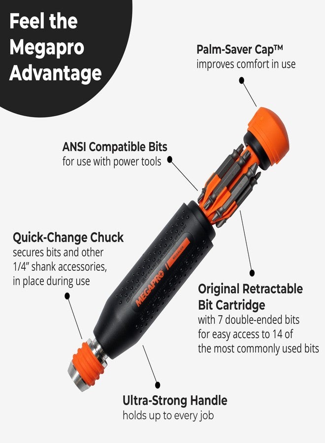MEGAPRO® 14-in-1 MegaLOK™ Multi-Bit Screwdriver | Quick-change Chuck | ANSI Compatible bits can be used in your impact driver | - Image 3