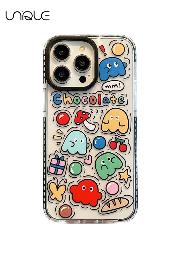 Unique - Compatible iPhone 15 Pro Case, Retro Aesthetic Collage Vintage Chic Vibe Hippie Indie Groovy Stickers Graphic for Girls Women Soft Silica Gel Slim Shockproof Protective Case - Image 1