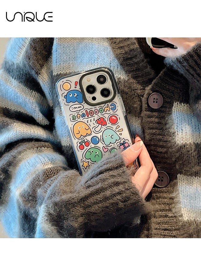 Unique - Compatible iPhone 15 Pro Case, Retro Aesthetic Collage Vintage Chic Vibe Hippie Indie Groovy Stickers Graphic for Girls Women Soft Silica Gel Slim Shockproof Protective Case - Image 1