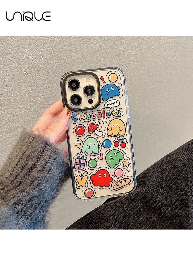 Unique - Compatible iPhone 15 Pro Case, Retro Aesthetic Collage Vintage Chic Vibe Hippie Indie Groovy Stickers Graphic for Girls Women Soft Silica Gel Slim Shockproof Protective Case - Image 1