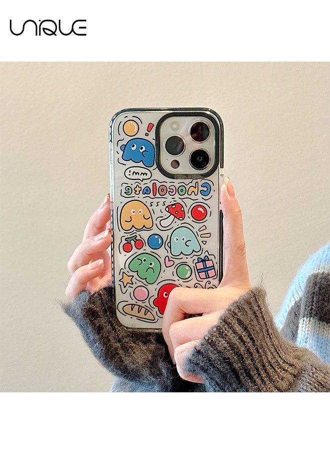 Unique - Compatible iPhone 15 Pro Case, Retro Aesthetic Collage Vintage Chic Vibe Hippie Indie Groovy Stickers Graphic for Girls Women Soft Silica Gel Slim Shockproof Protective Case - Image 1
