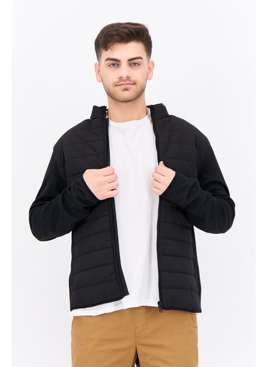Threadbare Men Quilted Bomber Jacket, Black  - Image 1